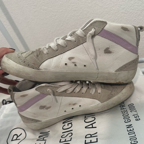 GOLDEN GOOSE WHITE GREY AND LEOPARD LEATHER SUEDE MID STAR SNEAKERS - Picture 7 of 8